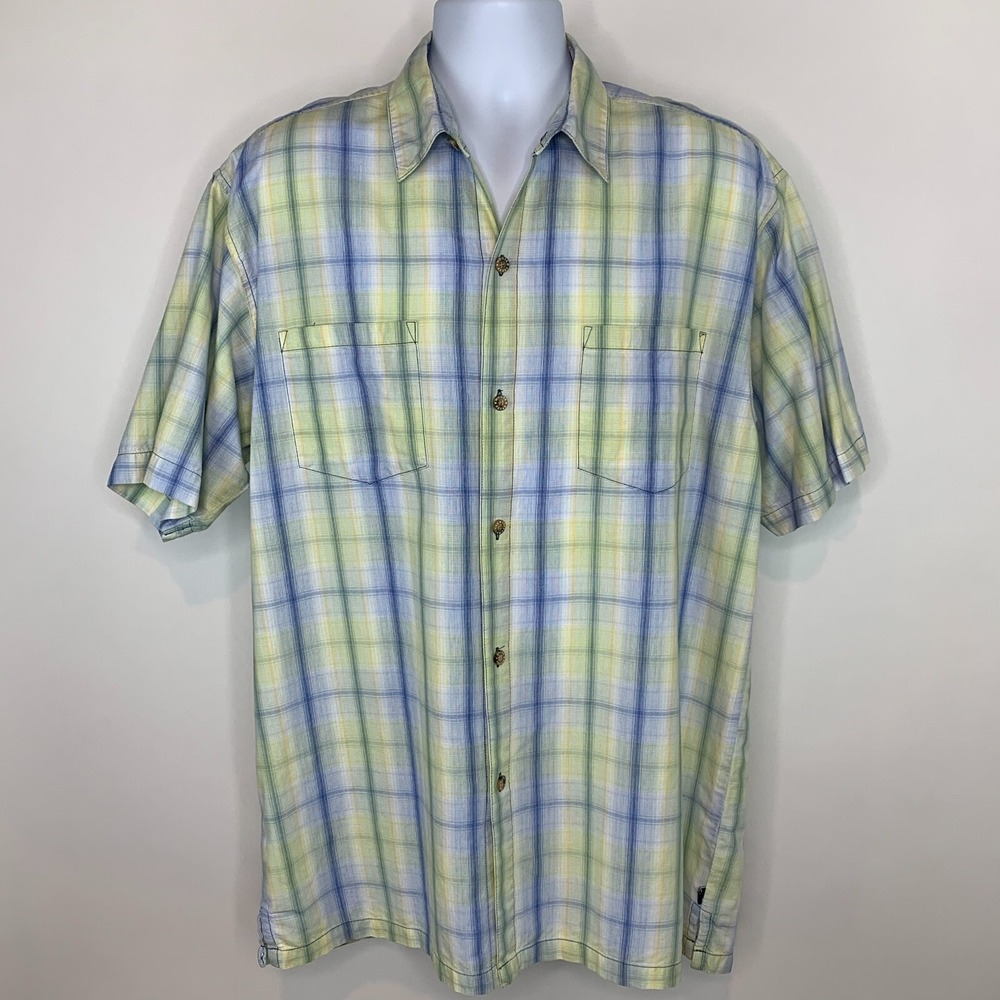 Moose Creek Mens Shirt Size L Plaid Button Front Short Sleeve Cotton